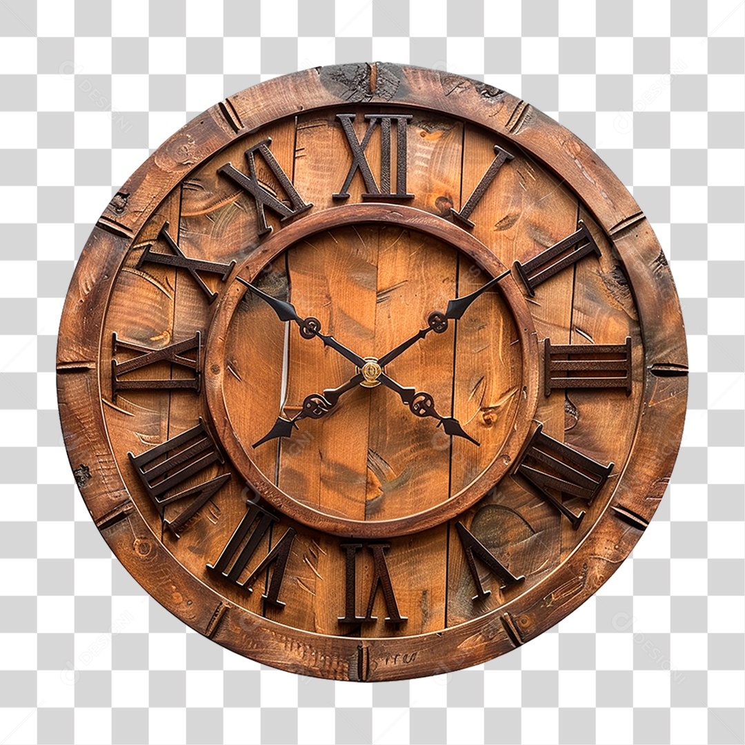 Relógio de Madeira PNG Transparente
