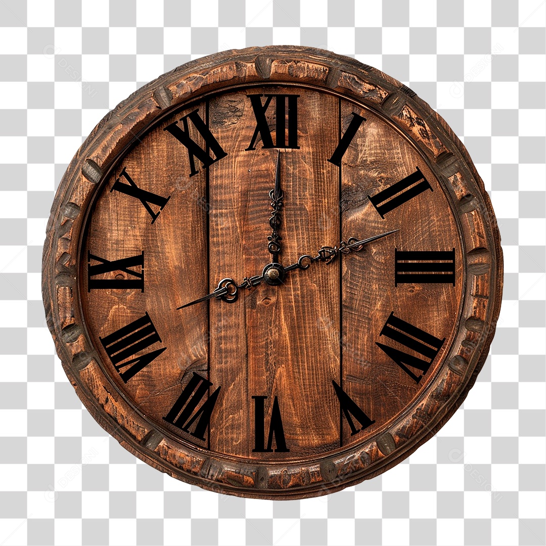 Relógio de Madeira PNG Transparente