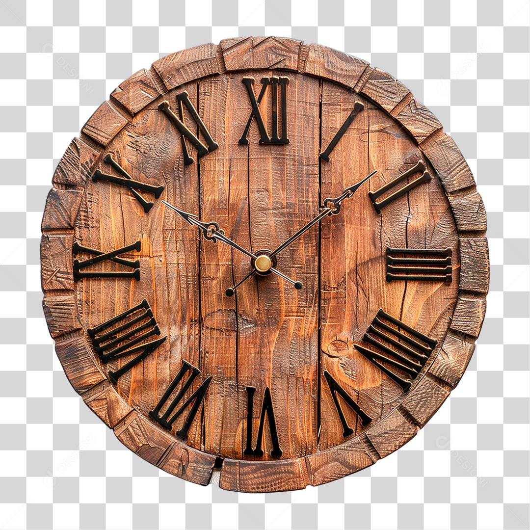 Relógio de Madeira PNG Transparente