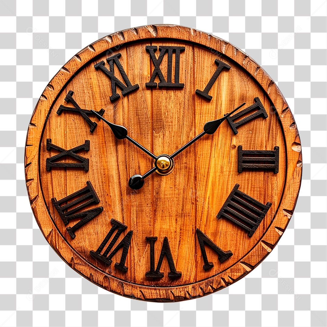 Relógio de Madeira PNG Transparente