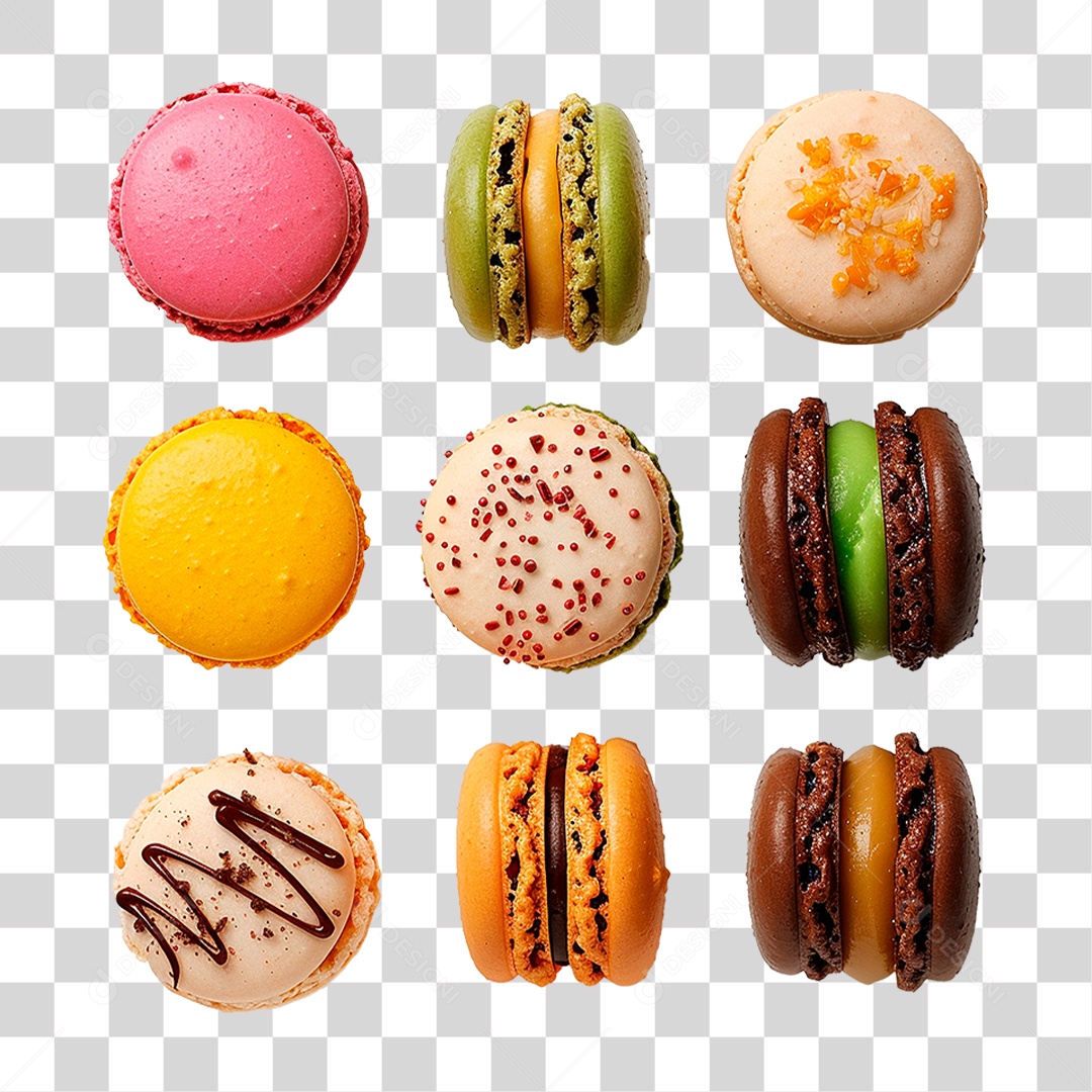 Doce Macarons PNG Transparente