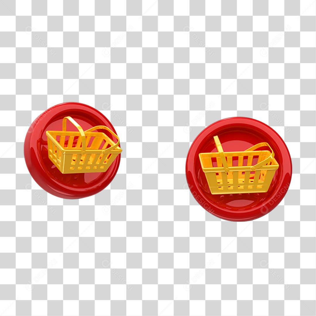 Elemento 3D Cesta de Supermercados PNG Transparente