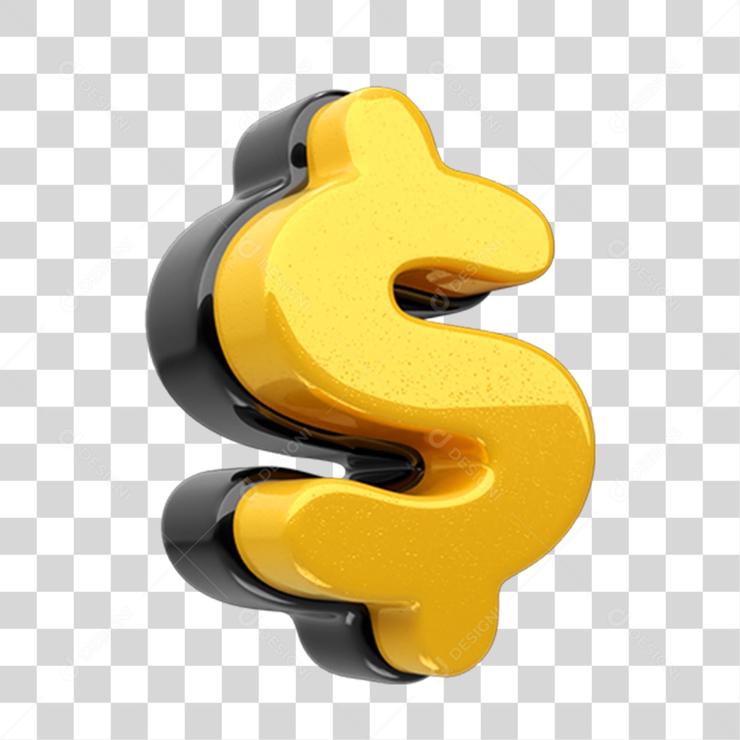 Elemento 3D Cifrão Dinheiro Para Composição PNG Transparente