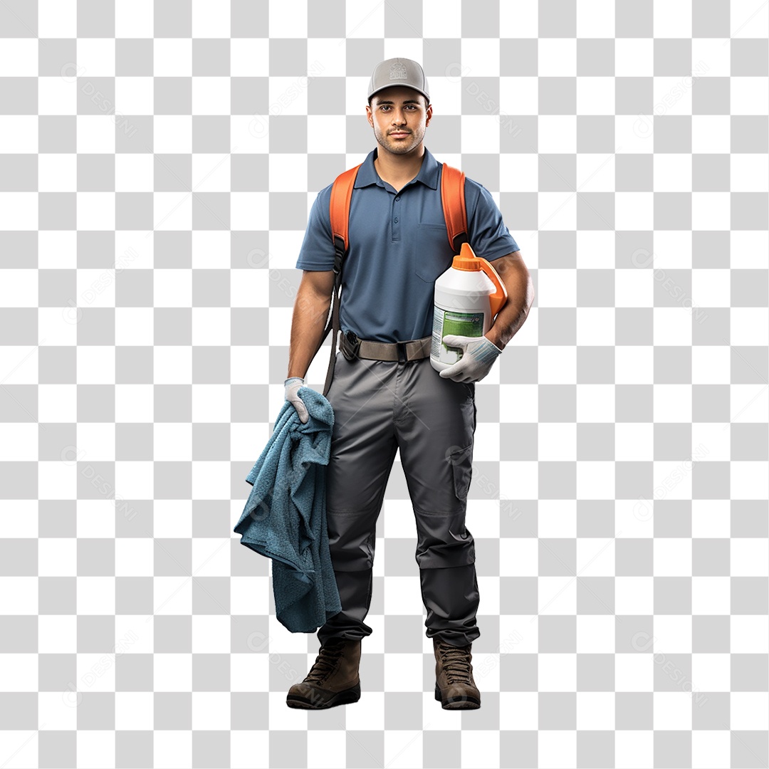 Homem em Lava Jato Higienização Automotiva PNG Transparente