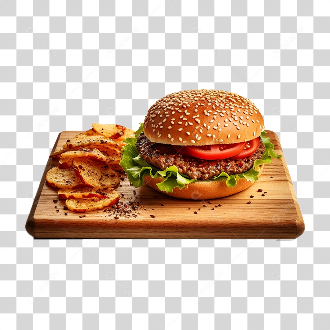 Hambúrguer Lanche Sanduiche Batata Fritas PNG Transparente
