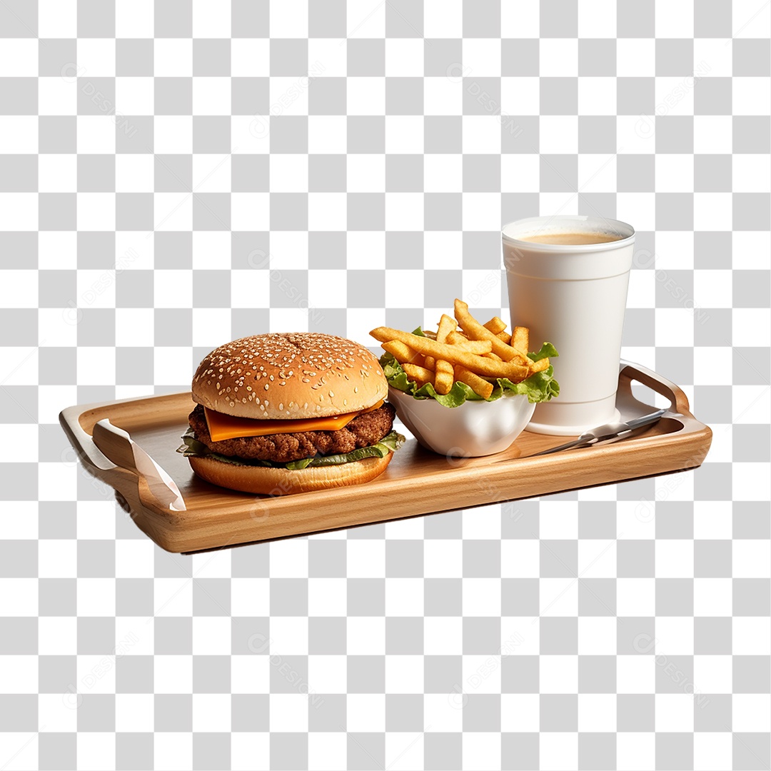 Hambúrguer Lanche Sanduiche Batata Fritas PNG Transparente