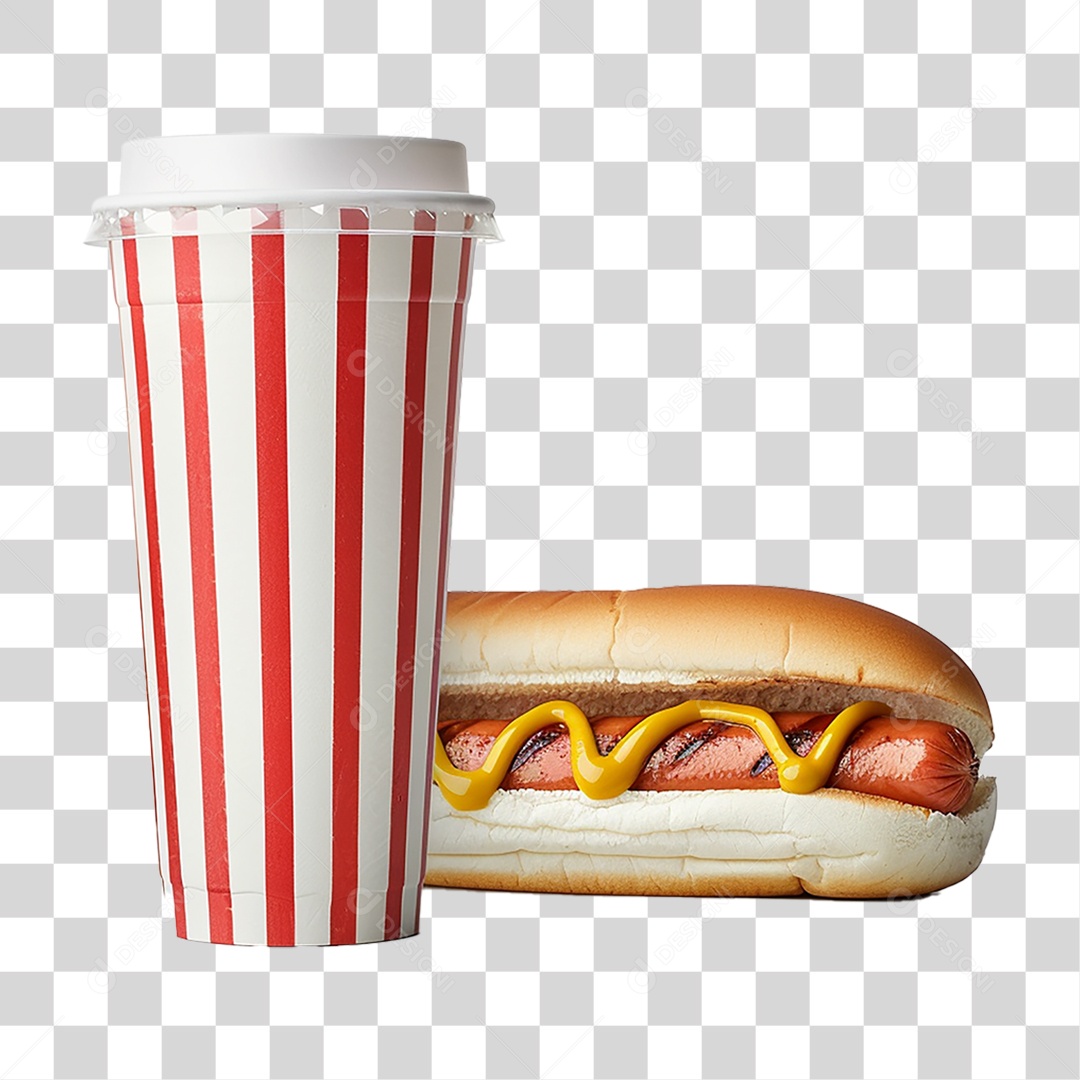 Hot-Dog Lanche com Refrigerante PNG Transparente