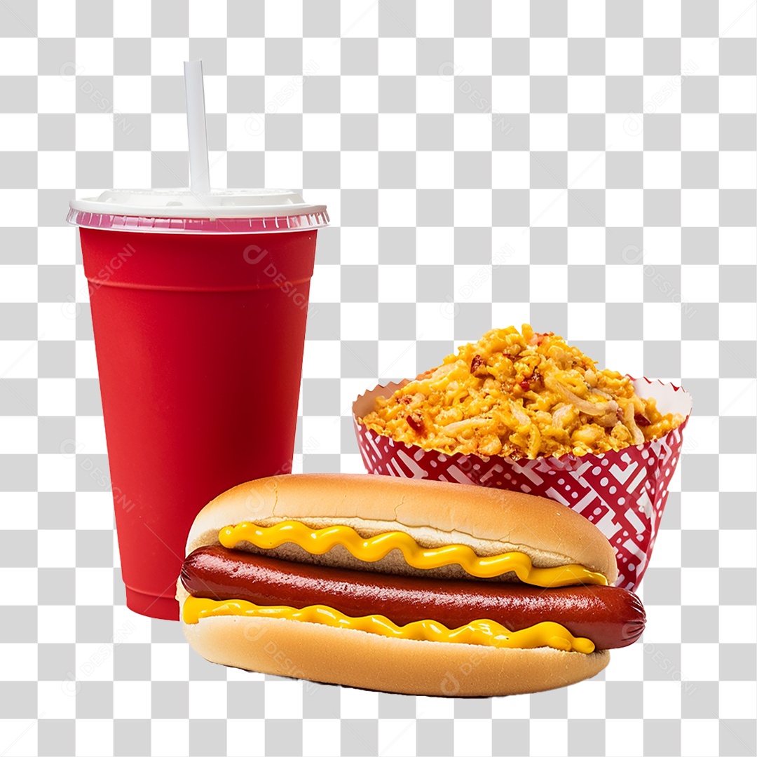 Hot-Dog Lanche com Batata Frita PNG Transparente