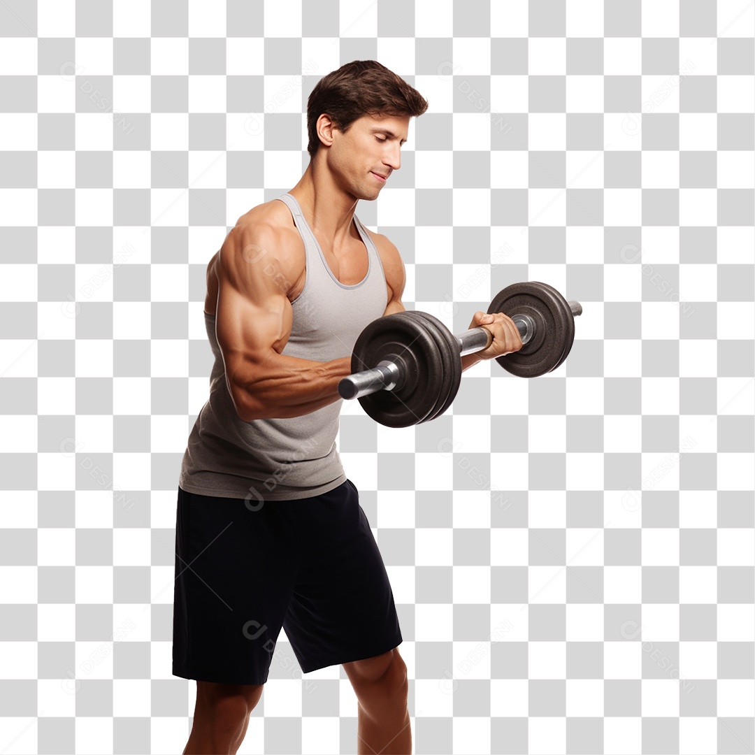 Homem Malhando Academia Musculação PNG Transparente