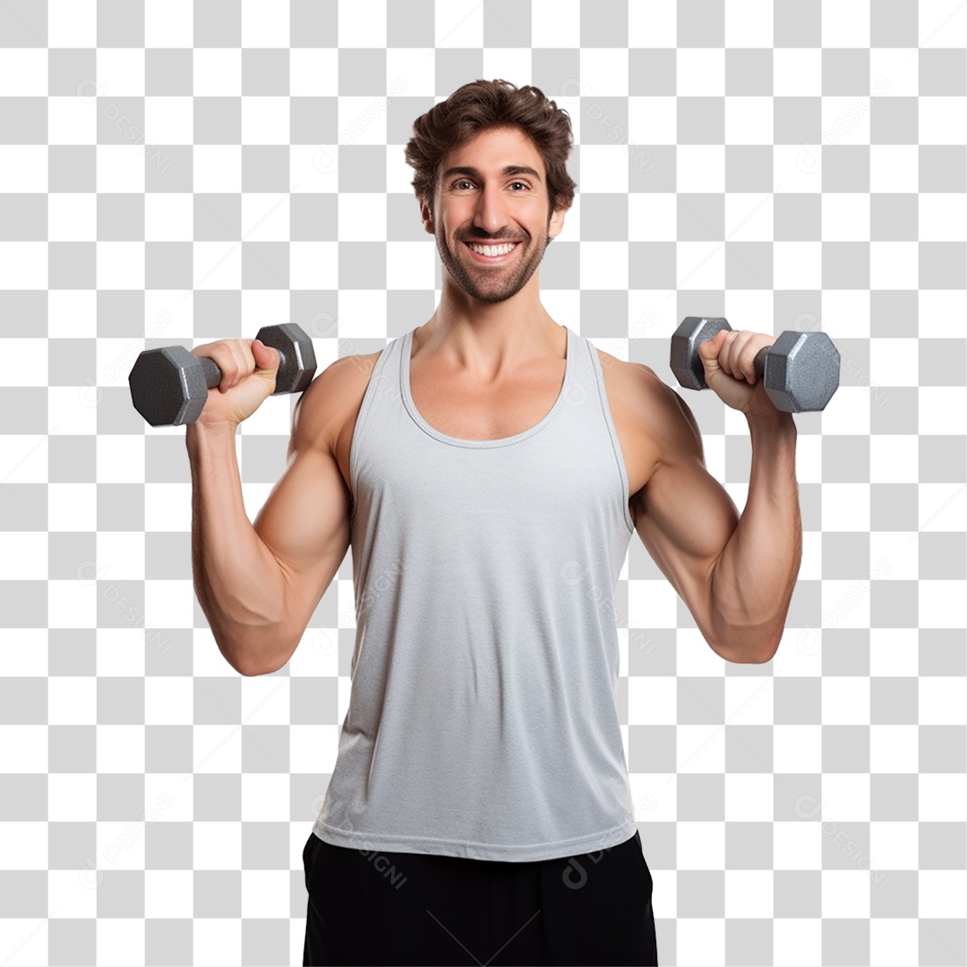 Homem Malhando Academia Musculação PNG Transparente