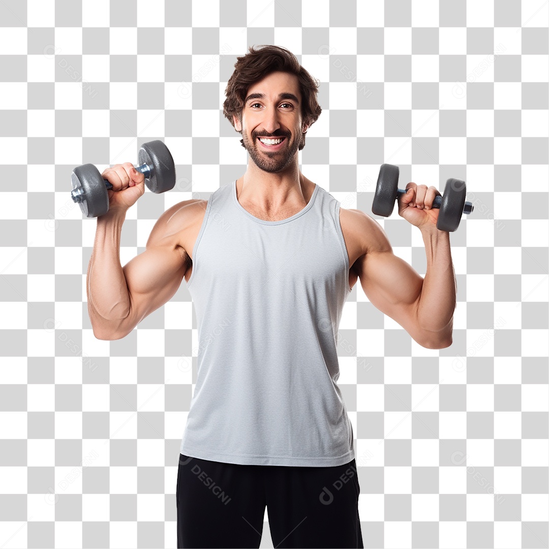 Homem Malhando Academia Musculação PNG Transparente