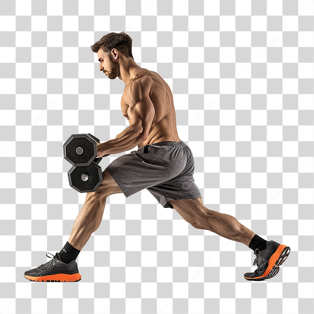 Homem Malhando Academia Musculação PNG Transparente