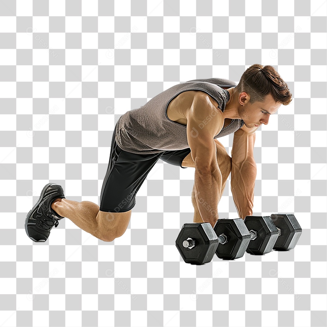 Homem Malhando Academia Musculação PNG Transparente