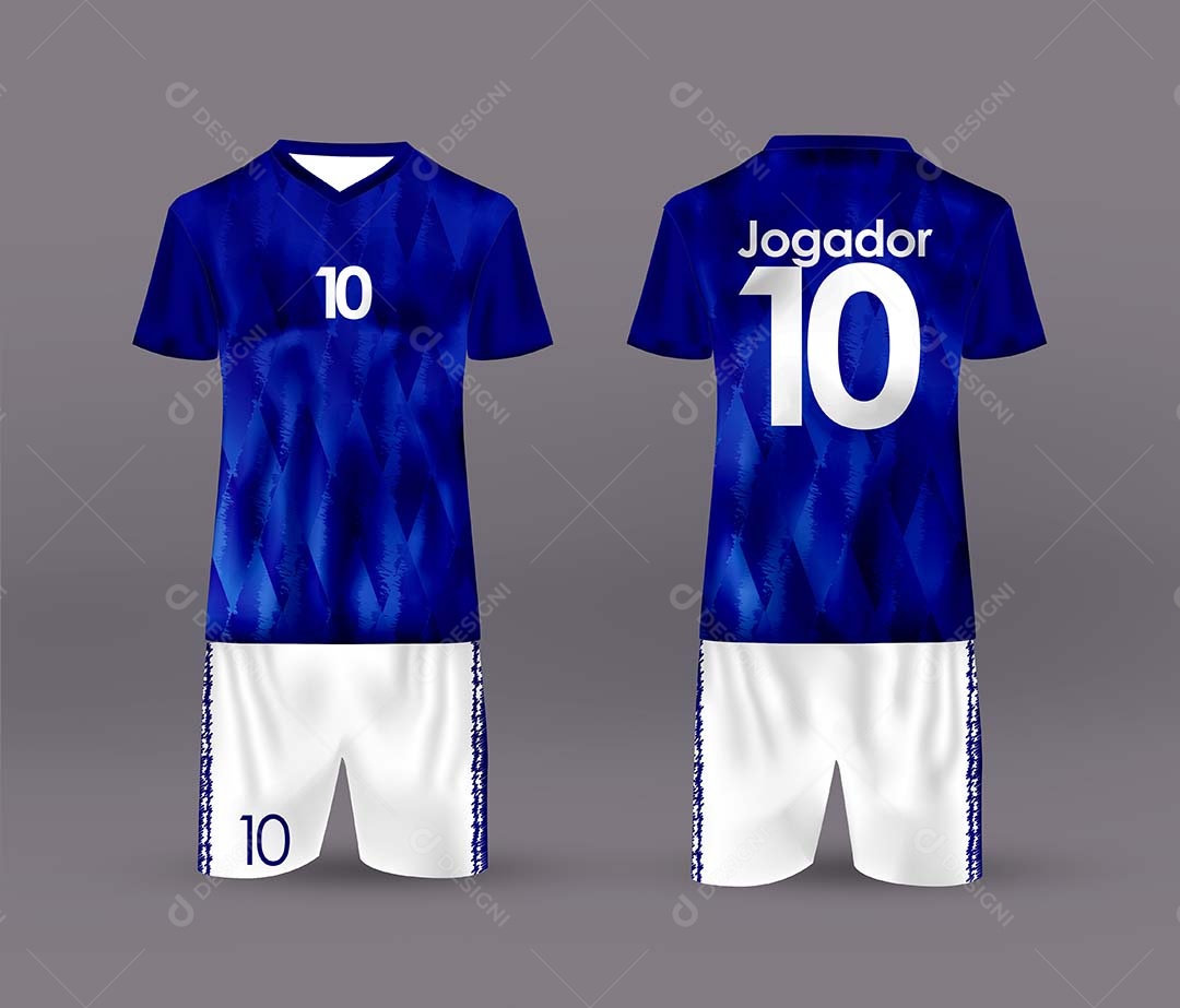 Uniforme de Futebol Azul e Branco PSD + AI Editável