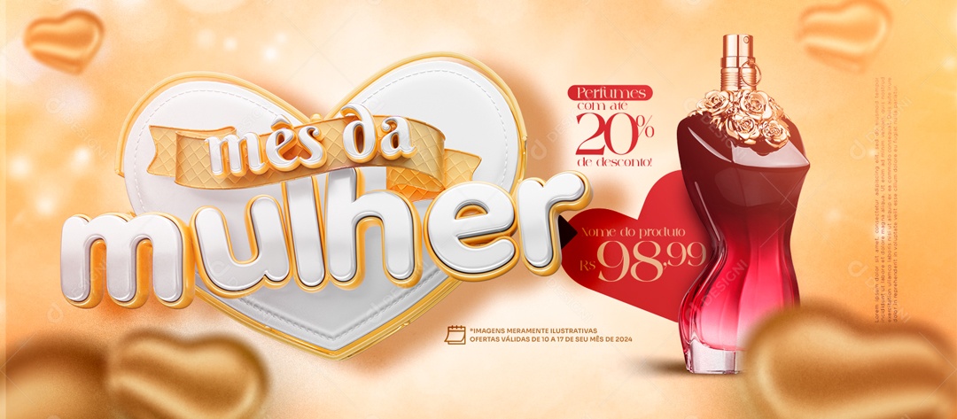 Mês da Mulher Perfumes com 20% de Desconto Social Media PSD Editável