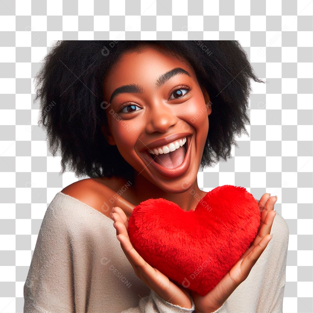Mulher com um Coração na Mão PNG Transparente