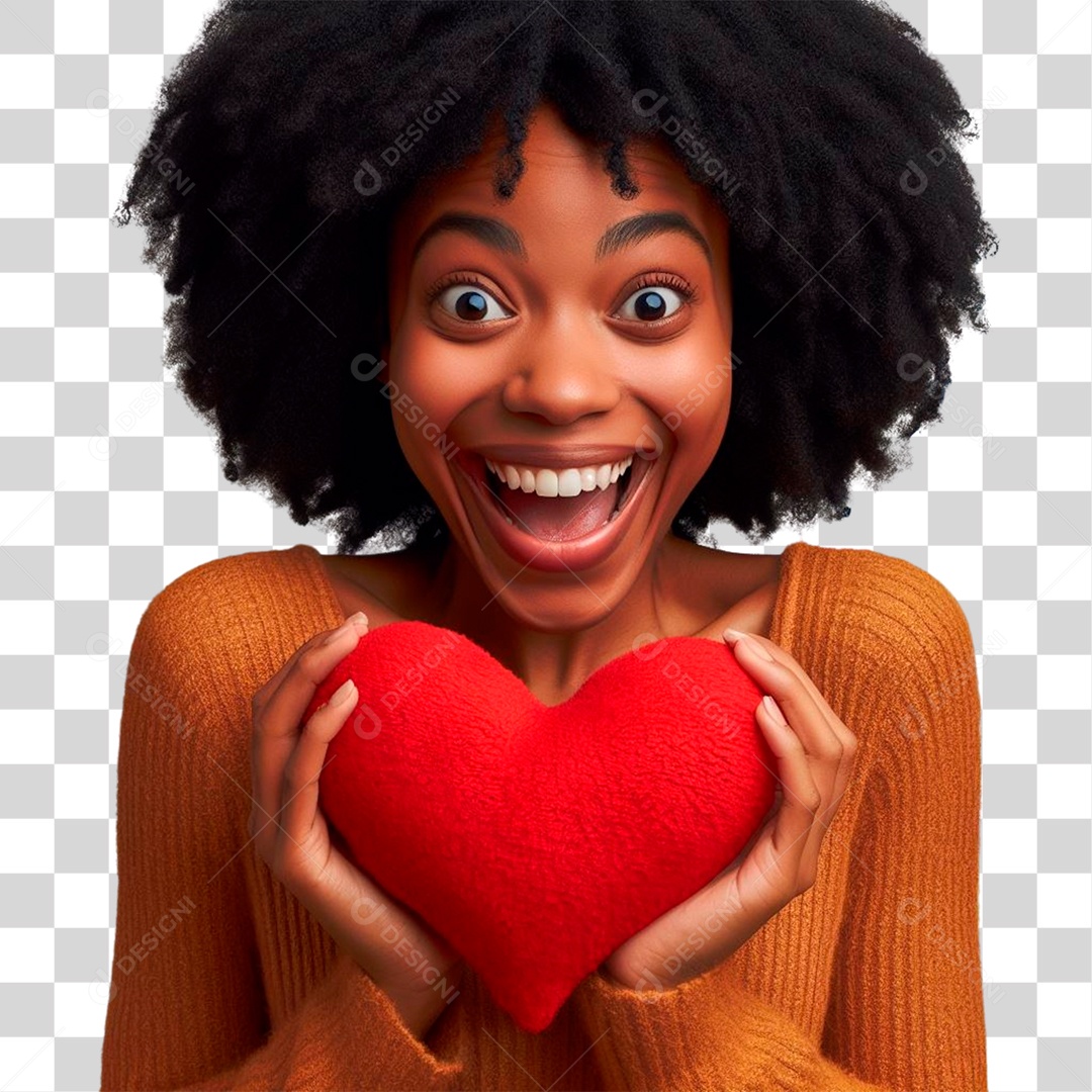 Mulher com um Coração na Mão PNG Transparente