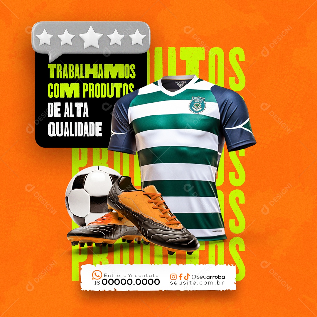 Loja Esportiva Produtos de alta qualidade Chuteira Bola Camisa Social Media PSD Editável