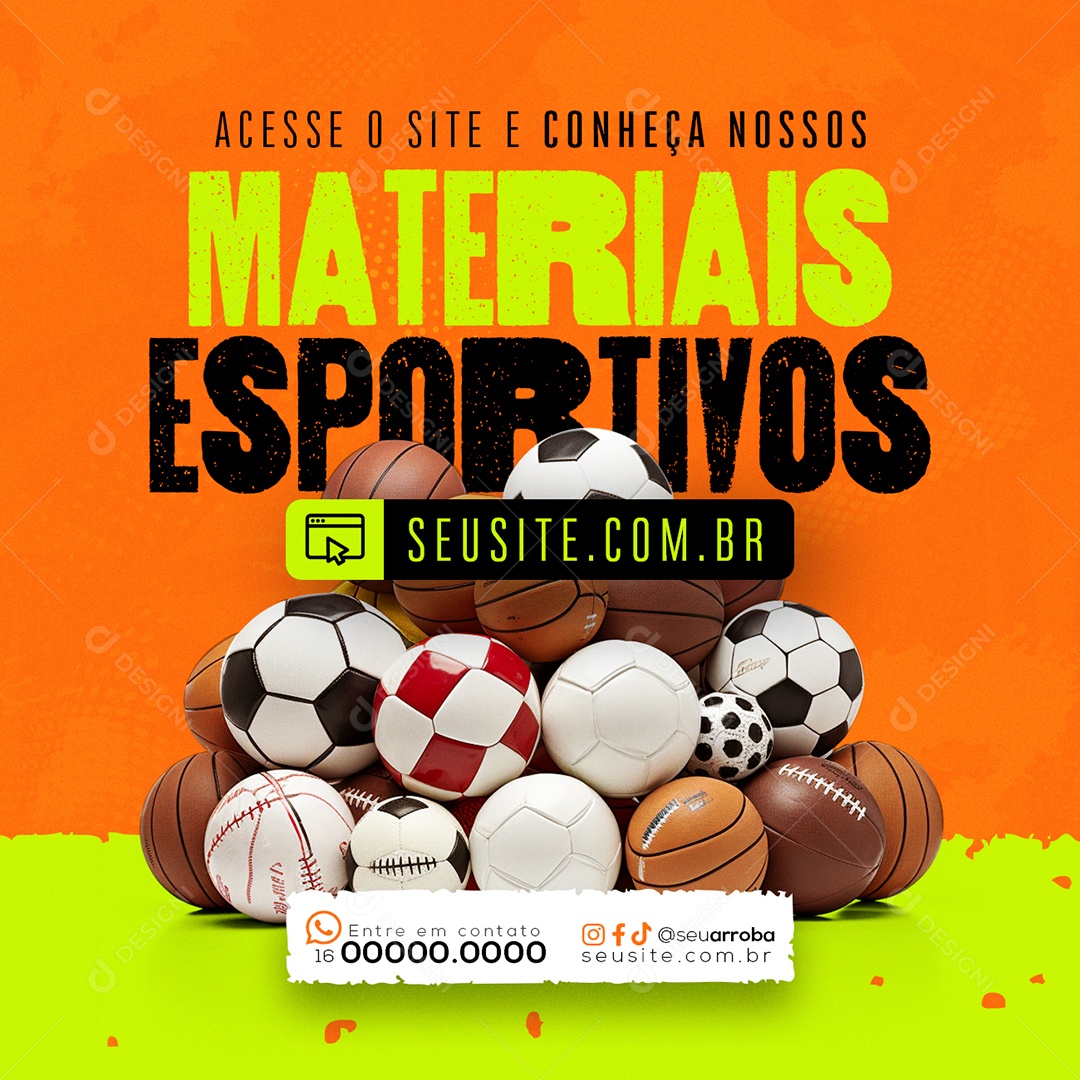 Loja Esportiva Materiais Esportivos Bolas futebol americano basquete Social Media PSD Editável