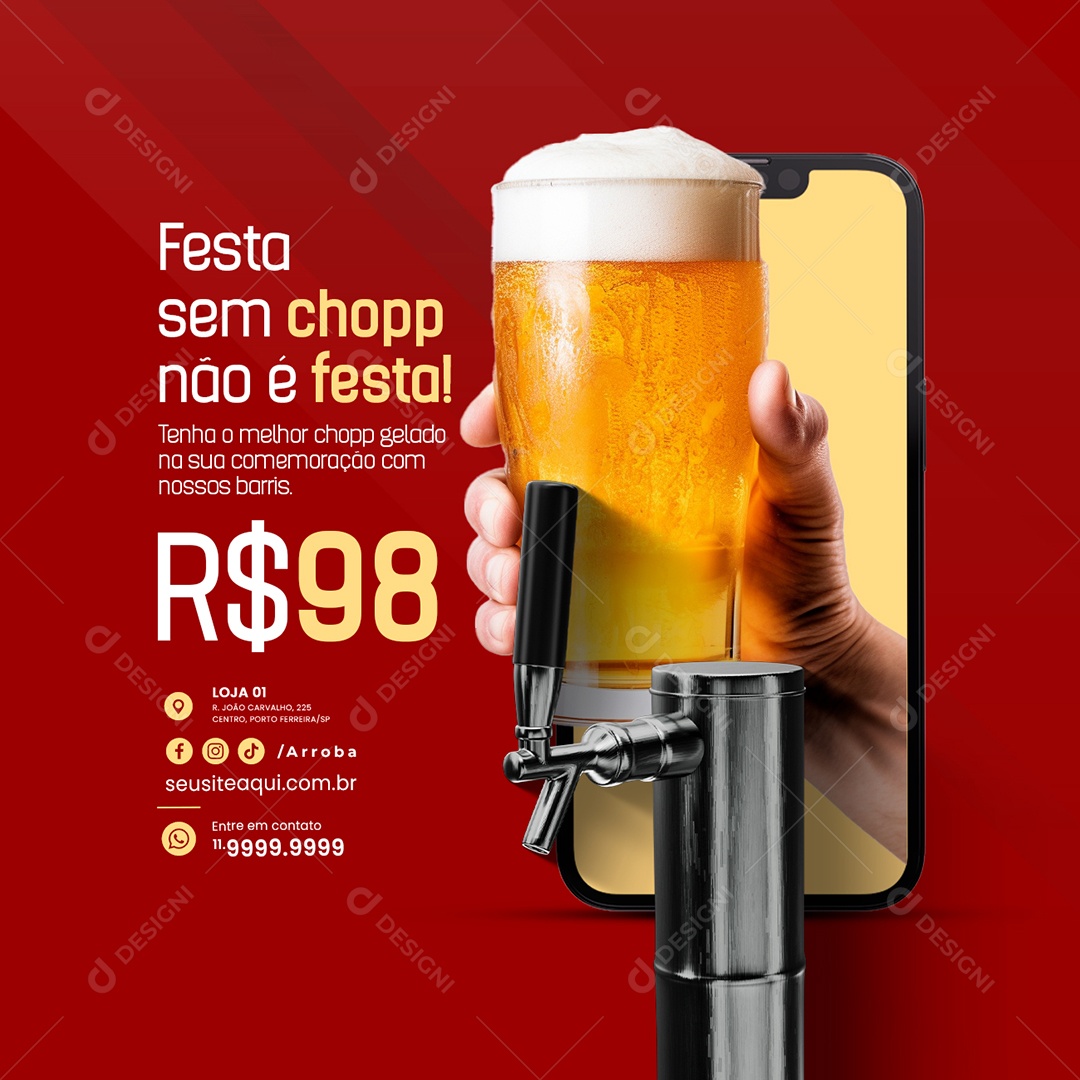 Social Media Festa sem Chopp não é festa PSD Editável