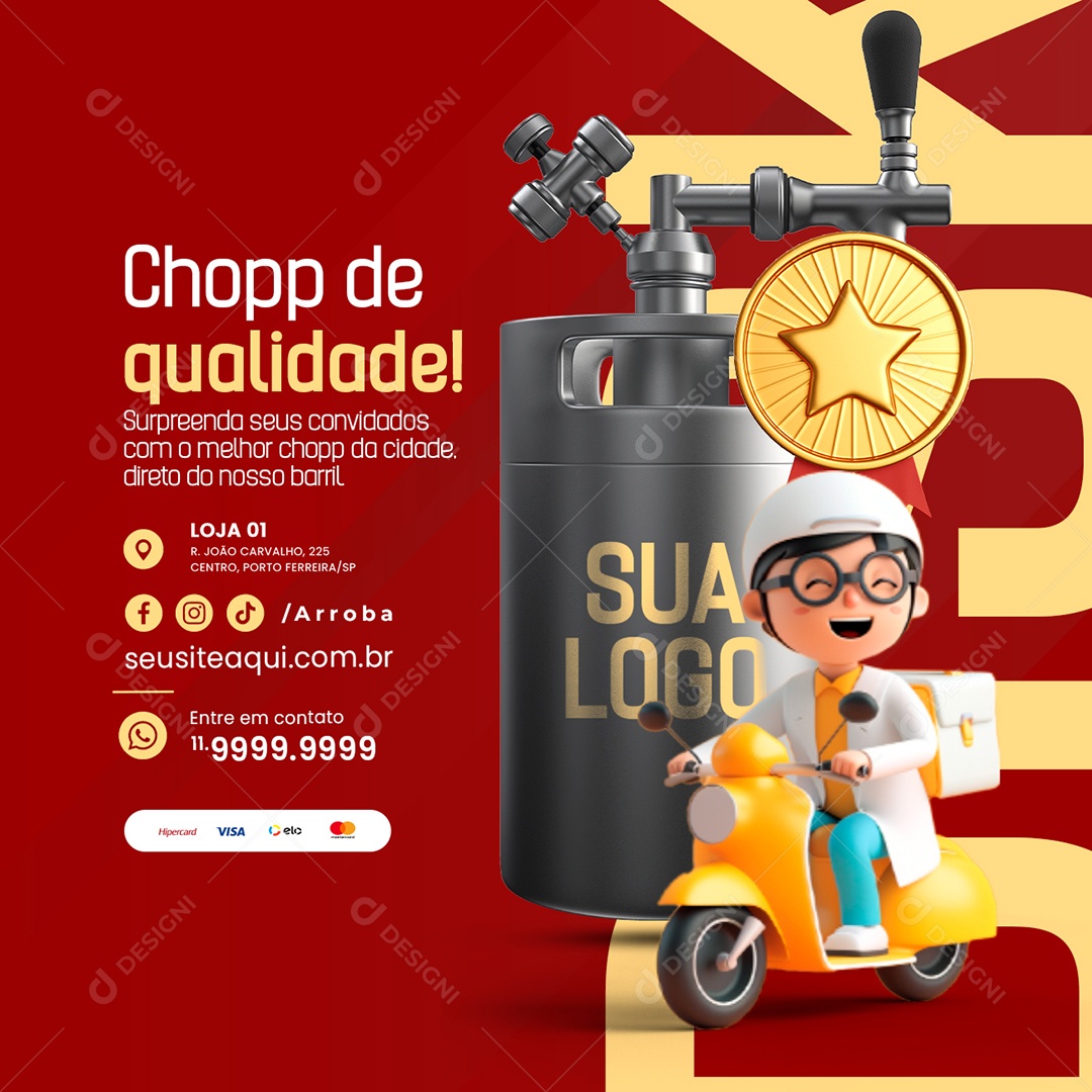 Chopp de qualidade Surpreenda seus convidados Social Media PSD Editável