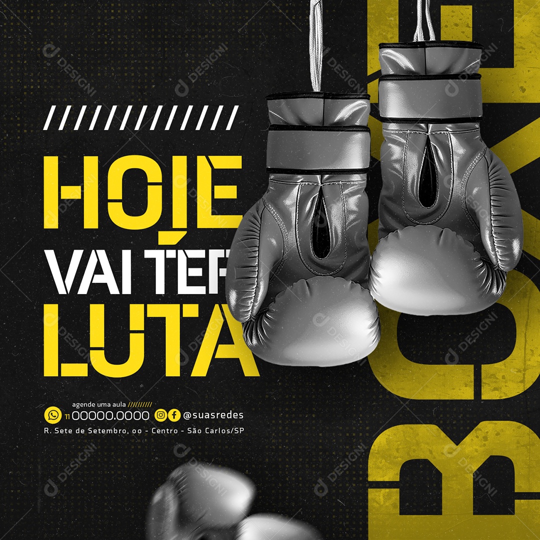 Aulas de Boxe Hoje vai ter luta Social Media PSD Editável