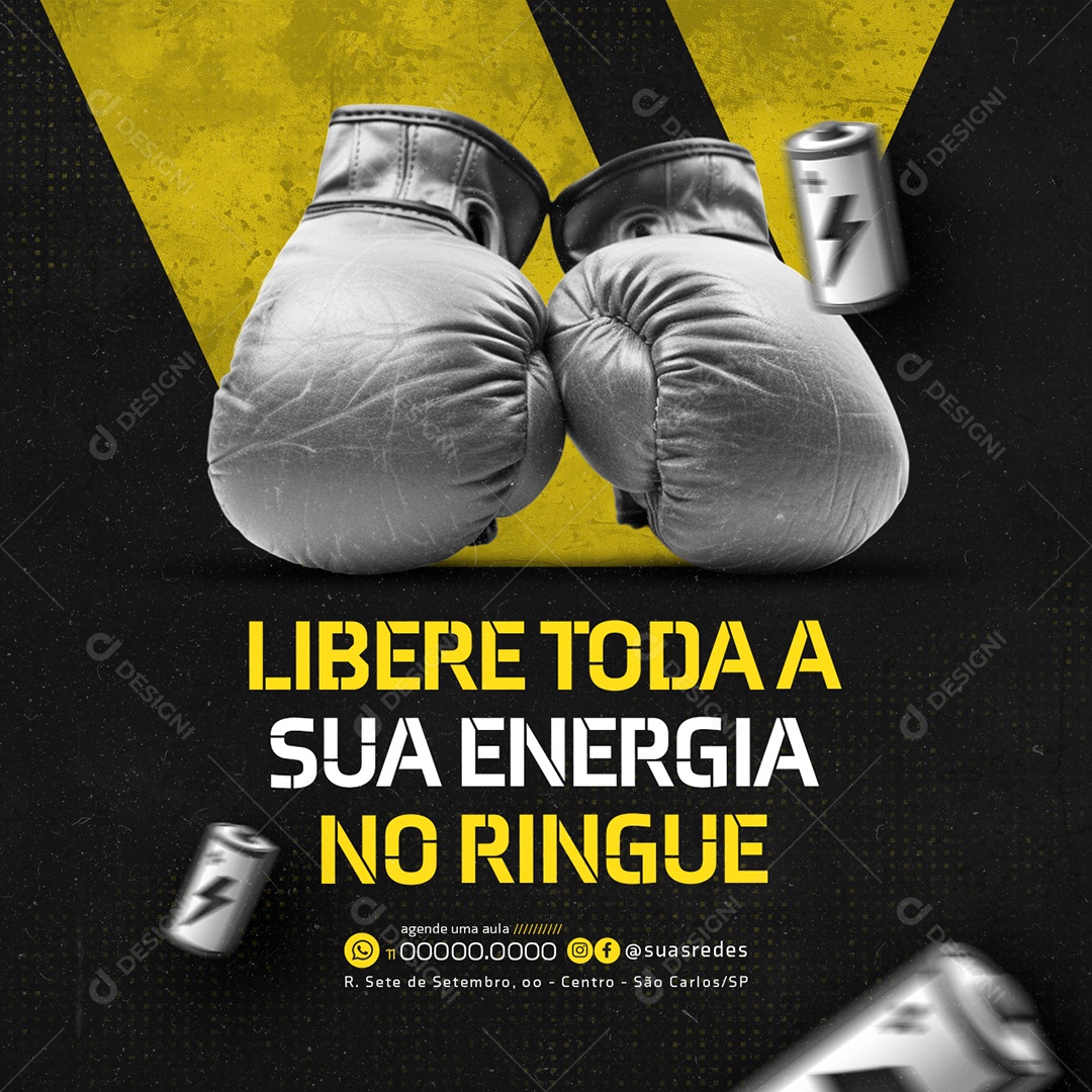 Aulas de Boxe Libere toda a sua energia no ringue Social Media PSD Editável