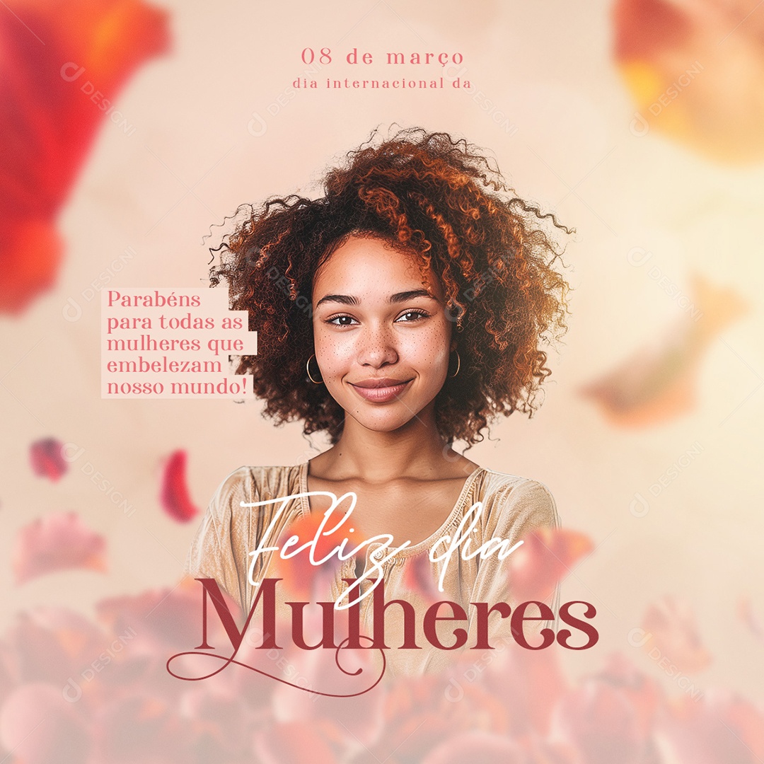 Dia Internacional das Mulheres 8 de Março Parebéns Social Media PSD Editável