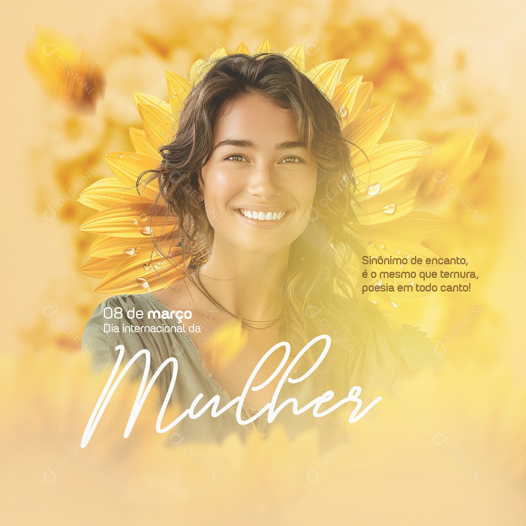 Dia Internacional das Mulheres 8 de Março Sinônimo de Encanto é o Mesmo que Ternura Social Media PSD Editável