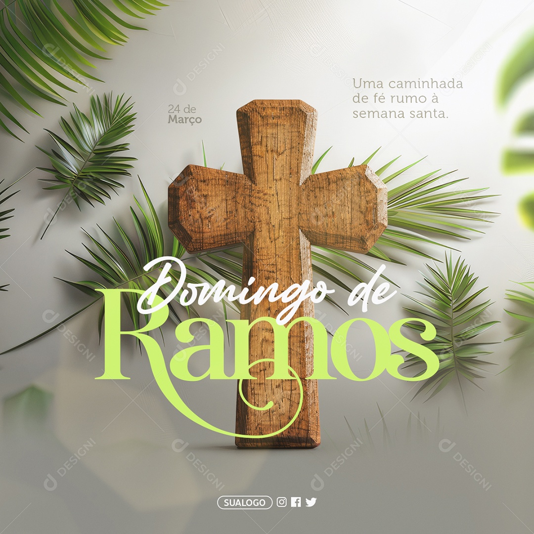 Domingo de Ramos 24 de Março uma Caminhada de Fé Rumo a Semana Santa Social Media PSD Editável