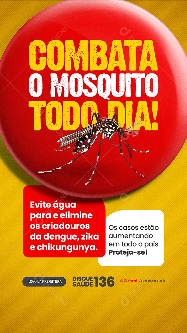 Story Prefeitura Dengue Evite água parada Social Media PSD Editável