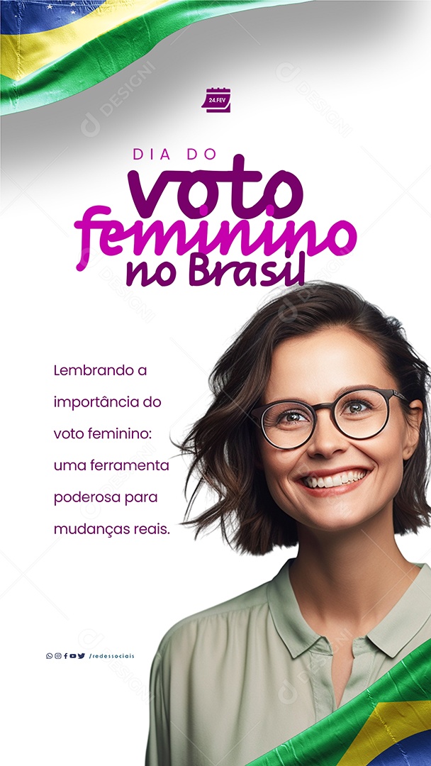 Story Dia do Voto Feminino no Brasil 24 de Fevereiro Lembrando a importância Social Media PSD Editável