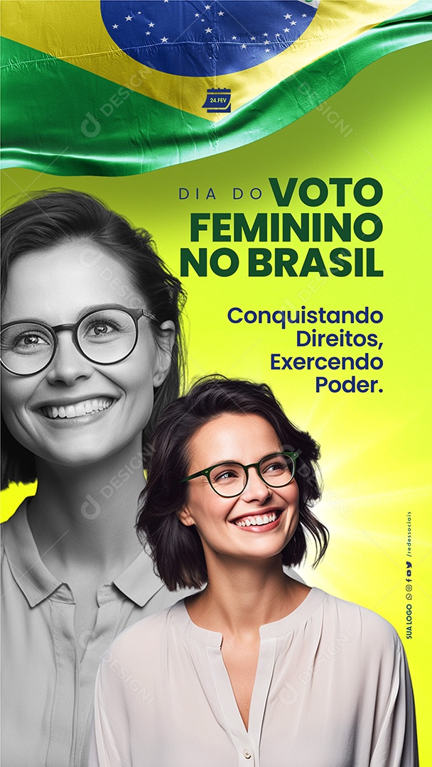 Story Dia do Voto Feminino no Brasil 24 de Fevereiro Social Media PSD Editável