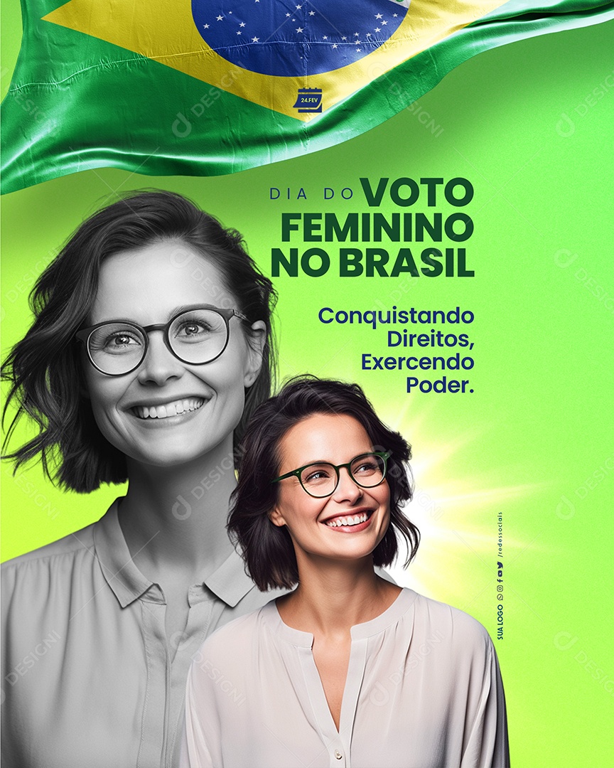 Dia do Voto Feminino no Brasil 24 de Fevereiro Social Media PSD Editável