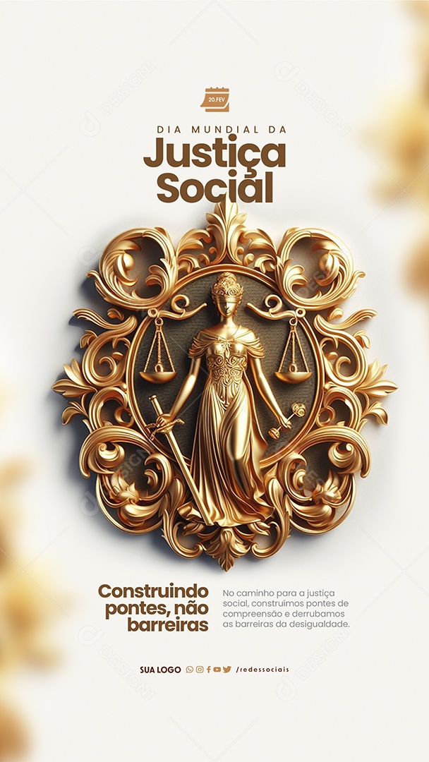 Story Dia Mundial da Justiça Social 20 de Fevereiro Construindo pontes não barreiras Social Media PSD Editável