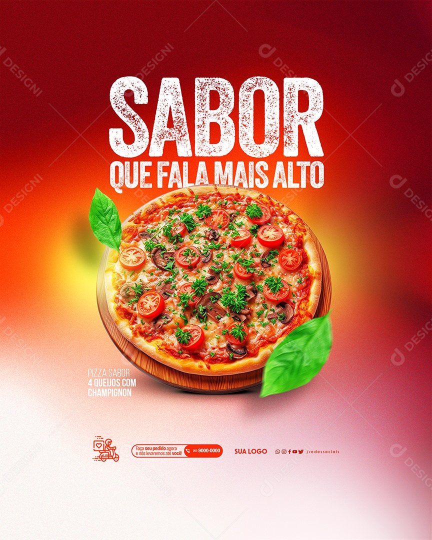 Pizzaria Sabor que fala mais Alto Social Media PSD Editável
