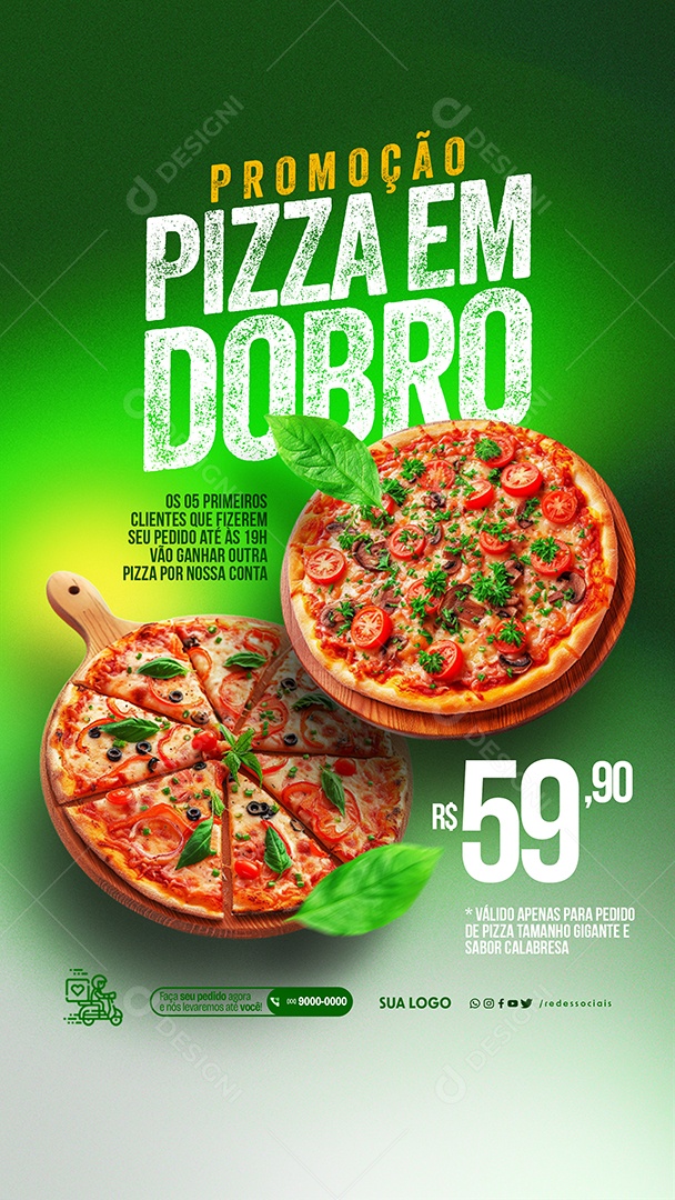 Story Pizzaria Promoção Pizza em Dobro Social Media PSD Editável