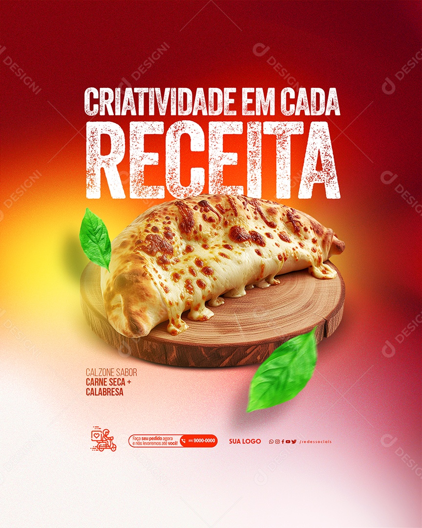 Pizzaria Criatividade em cada Receita Social Media PSD Editável