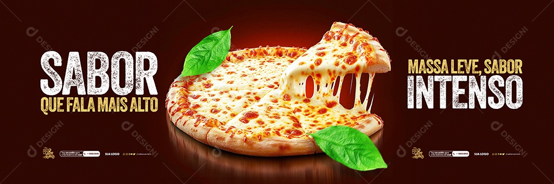 Carrossel Pizzaria Sabor que fala mais alto Massa leve sabor intenso Social Media PSD Editável