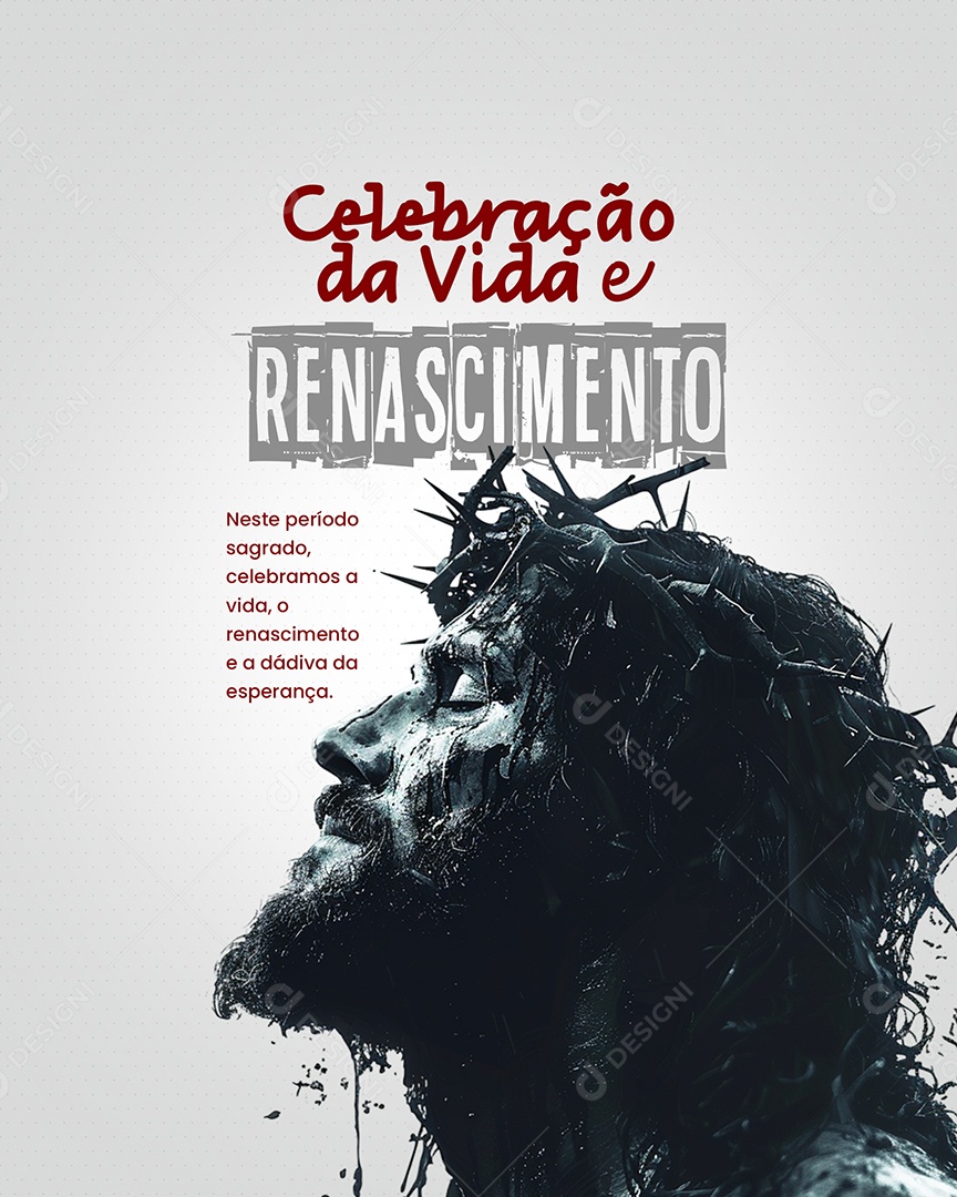 Semana Santa Celebração da Vida é Renascimento Social Media PSD Editável