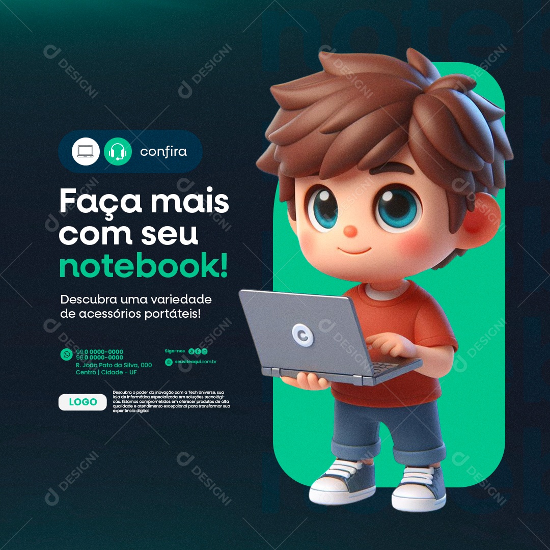 Informática Faça mais com seu notebook Social Media PSD Editável