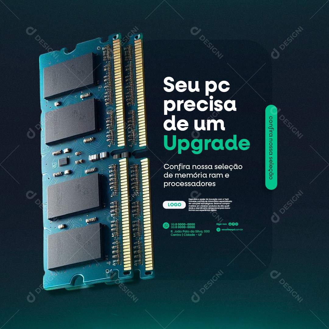 Informática Seu pc precisa de um Upgrade memória ram Social Media PSD Editável