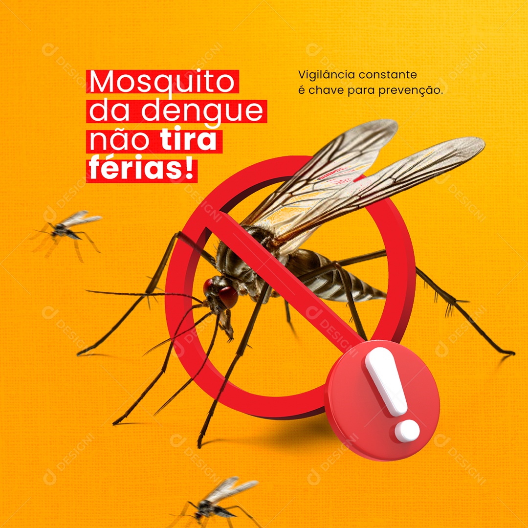 Mosquito da dengue não tira férias Social Media PSD Editável