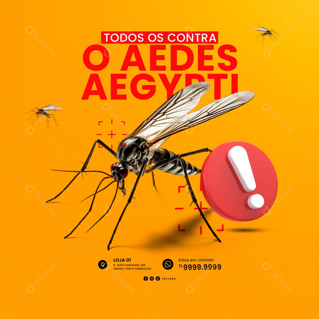 Dengue Todos Contra o Aedes Aegypti Social Media PSD Editável
