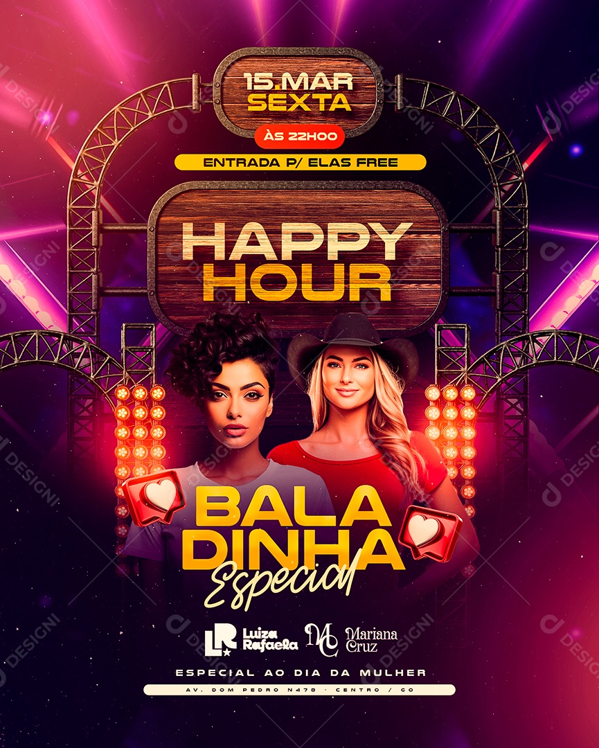 Flyer Balada Especial Dia da Mulher Luiza Rafaela Mariana Cruz Social Media PSD Editável
