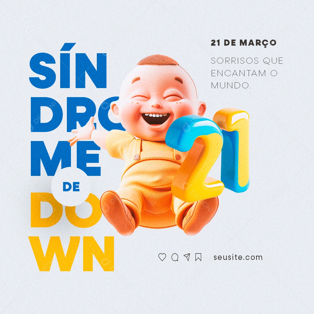 Dia Internacional da Síndrome de Down Sorrisos que encantam Social Media PSD Editável
