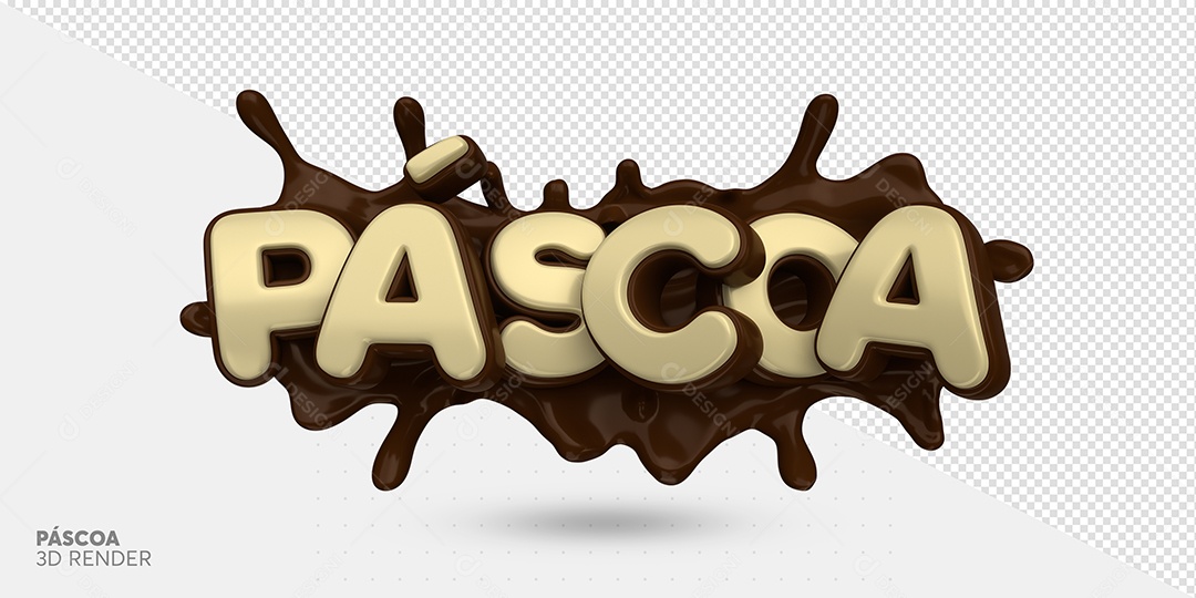 Páscoa Selo 3D Chocolate para Composição PSD