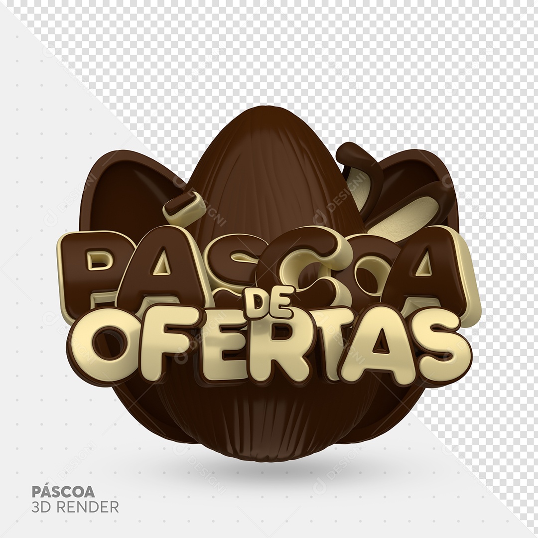 Pascoa de Ofertas Selo 3D para Composição PSD