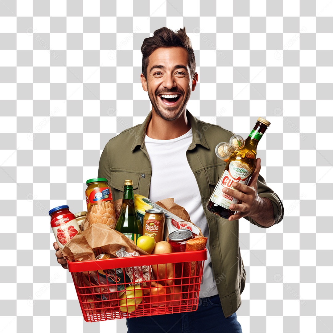 Cliente com Cesta de Compras PNG Transparente