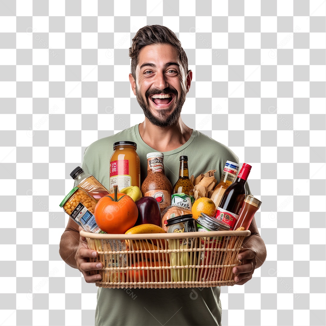 Cliente com Cesta de Compras PNG Transparente